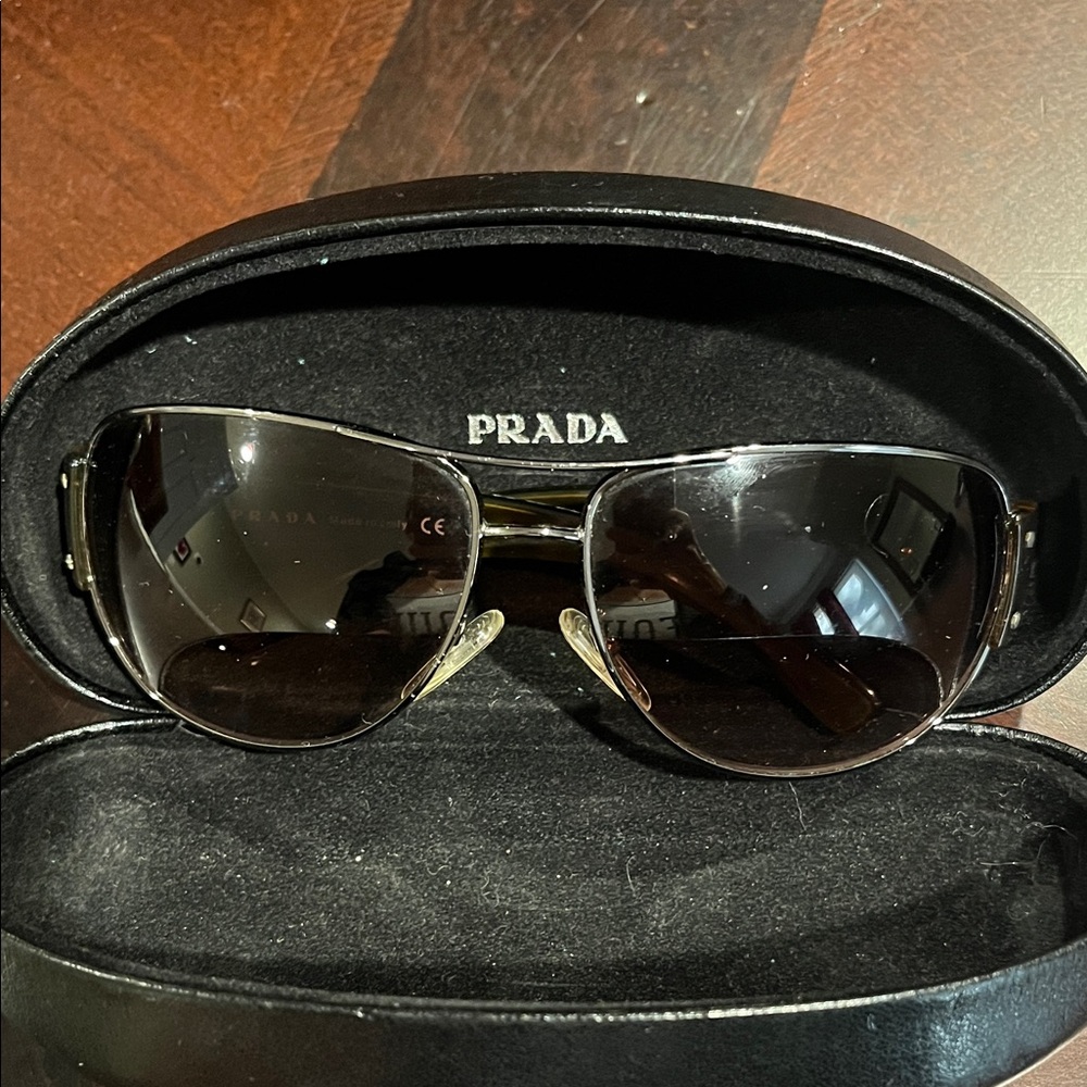 Prada Black and Silver Men's Sunglasses